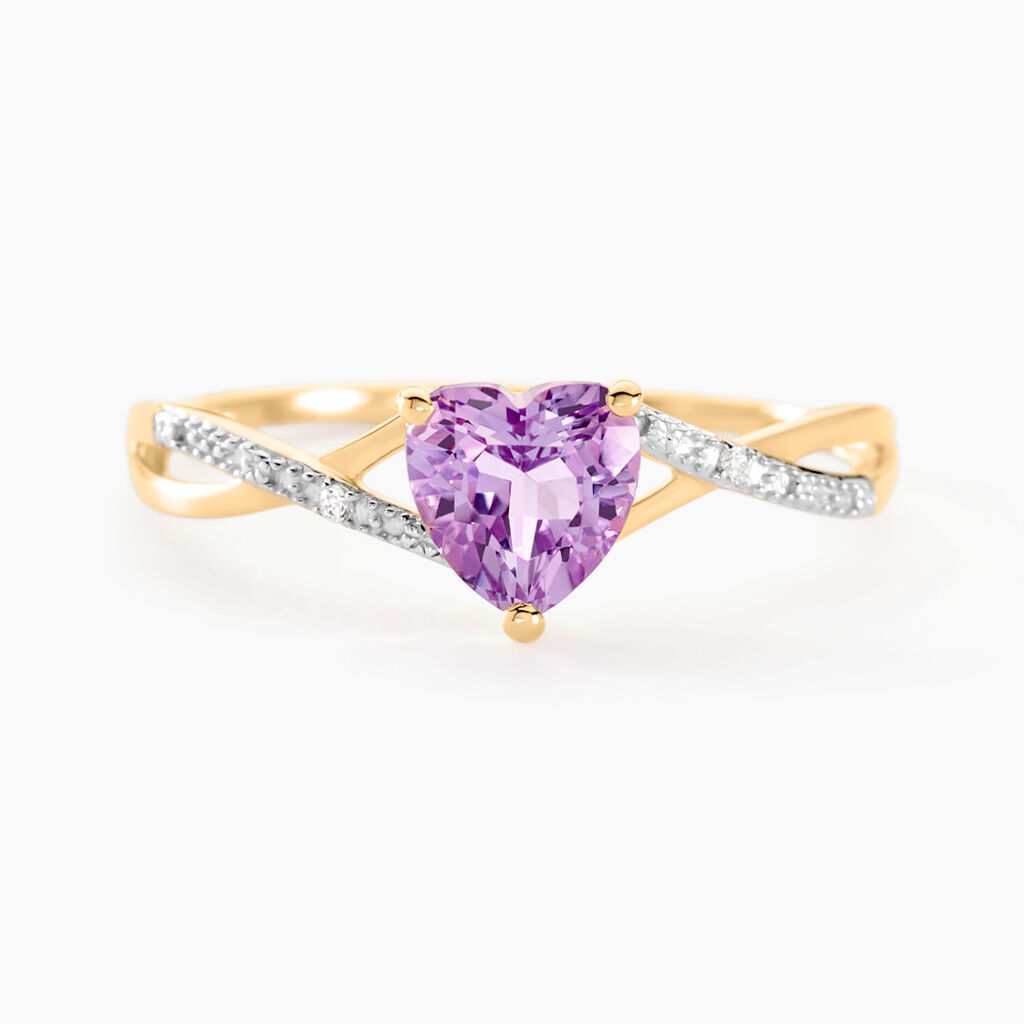 Bague Clothilde Or Jaune Amethyste Et Oxyde De Zirconium - Bagues solitaires Femme | Histoire d&rsquo;Or