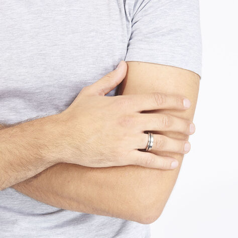 Bague Madine Acier Blanc Diamant - Bagues avec pierre Homme | Histoire d’Or