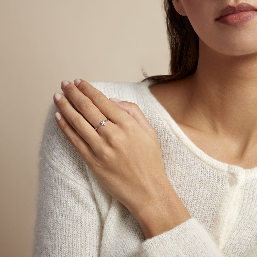 Bague Argent Purple Bloom Oxyde De Zirconium - Bagues avec pierre Femme | Histoire d’Or