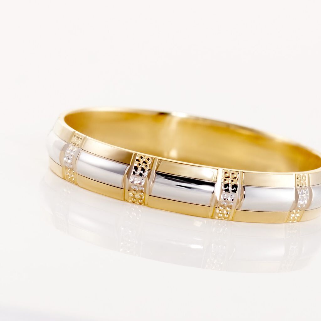 Alliance Fantaisie Ruban Plat Or Bicolore - Alliances Unisex | Histoire d’Or