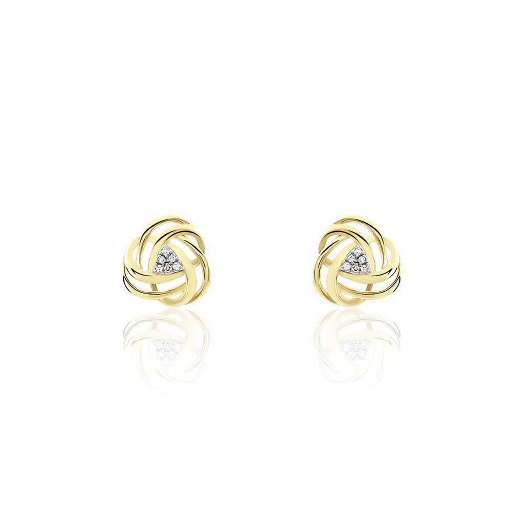 Boucles D'oreilles Puces Or Jaune Afua Diamants - Clous d'oreilles Femme | Histoire d&rsquo;Or