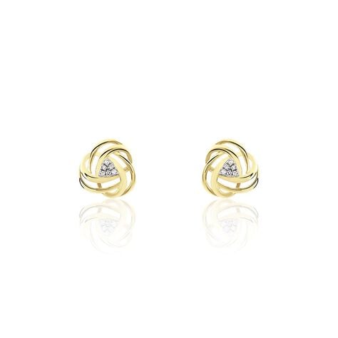 Boucles D'oreilles Puces Or Jaune Afua Diamants - Clous d'oreilles Femme | Histoire d&rsquo;Or