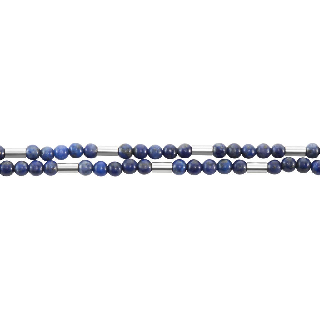 Bracelet Acier Blanc Augusto Lapis Lazuli - Bracelets Homme | Histoire d’Or