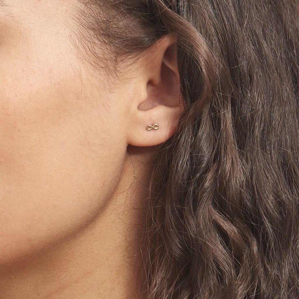 Boucles D'oreilles Puces Annie-francoise Infini Or Jaune - Clous d'oreilles Femme | Histoire d’Or
