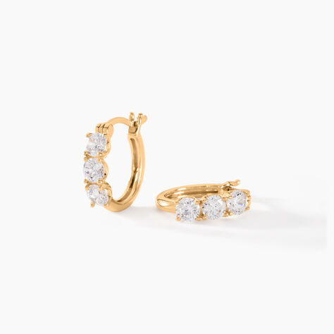 Boucles D'oreilles Pendantes Jacotte Plaqué Or Oxyde De Zirconium - Boucles d'oreilles créoles Femme | Histoire d’Or