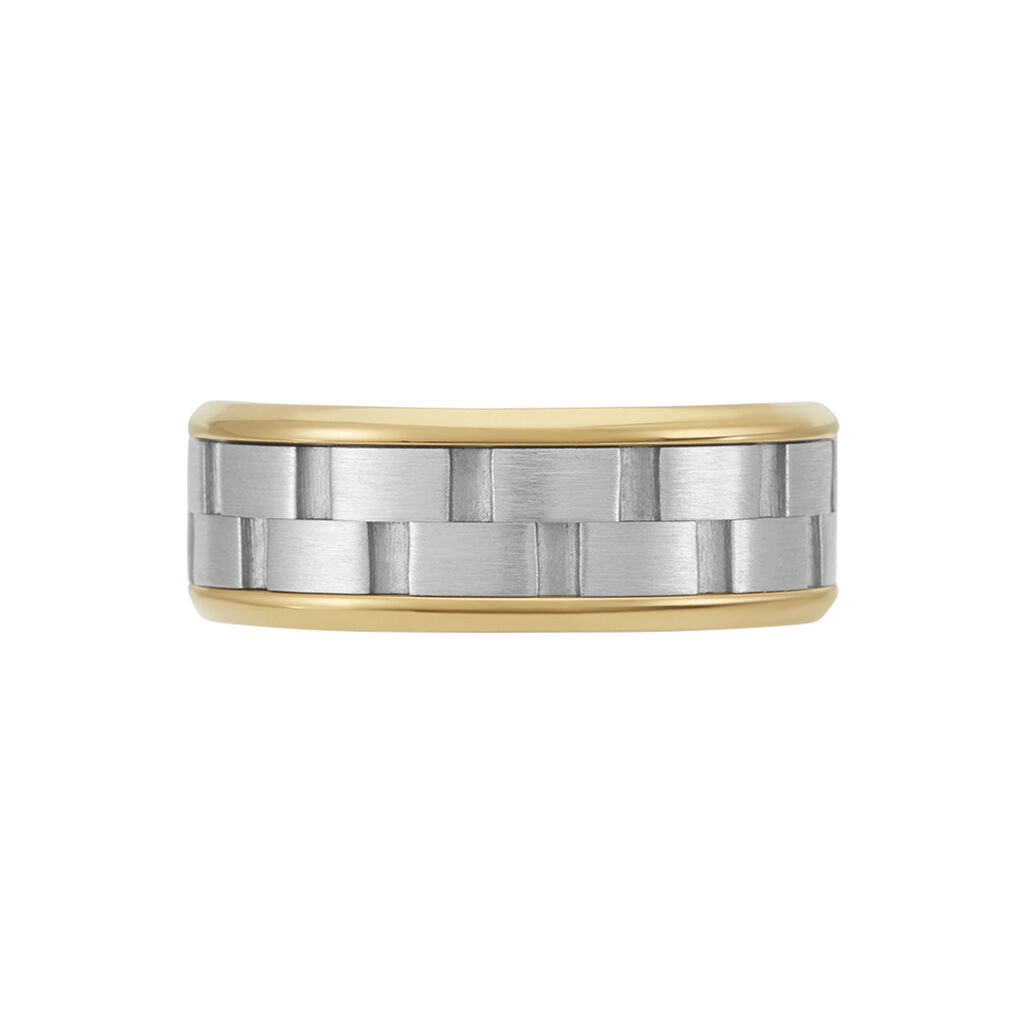 Bague Jourdan Oahu Acier Blanc Et Jaune - Bagues fantaisie Homme | Histoire d’Or