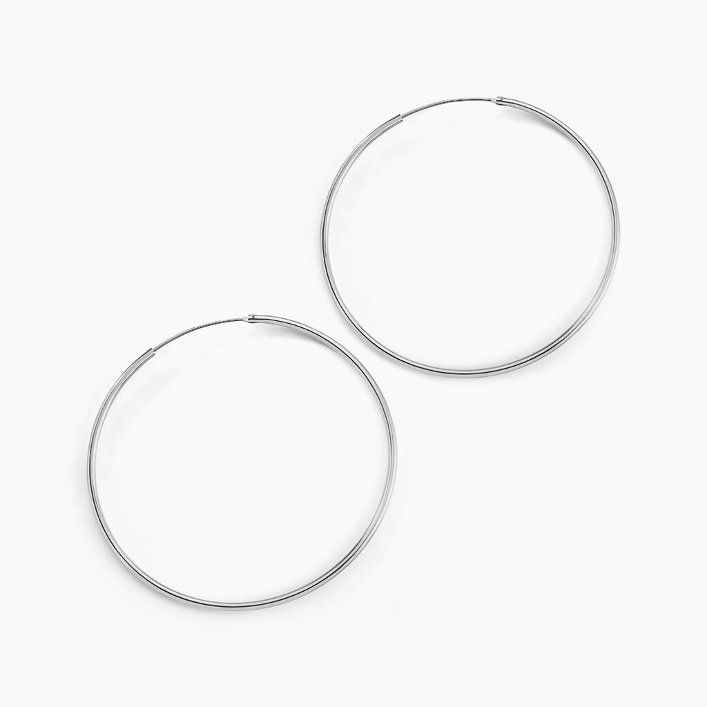 Créoles Argent Blanc Olympia - Boucles d'oreilles créoles Femme | Histoire d’Or