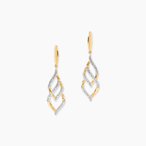 Boucles D'Oreilles Pendantes Teoxanne Or Jaune Diamant - Boucles d'oreilles pendantes Femme | Histoire d&rsquo;Or