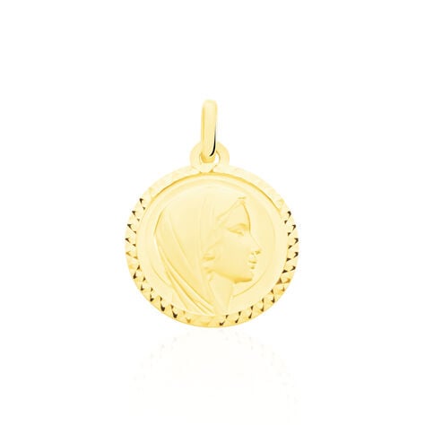Pendentif Vierge Rond Strie Or Jaune - Pendentifs Baptême Famille | Histoire d’Or