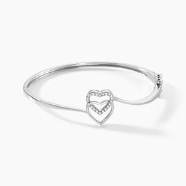 Bracelet Jonc Veronike Argent Blanc Oxyde De Zirconium - Bracelets Coeur Femme | Histoire d’Or