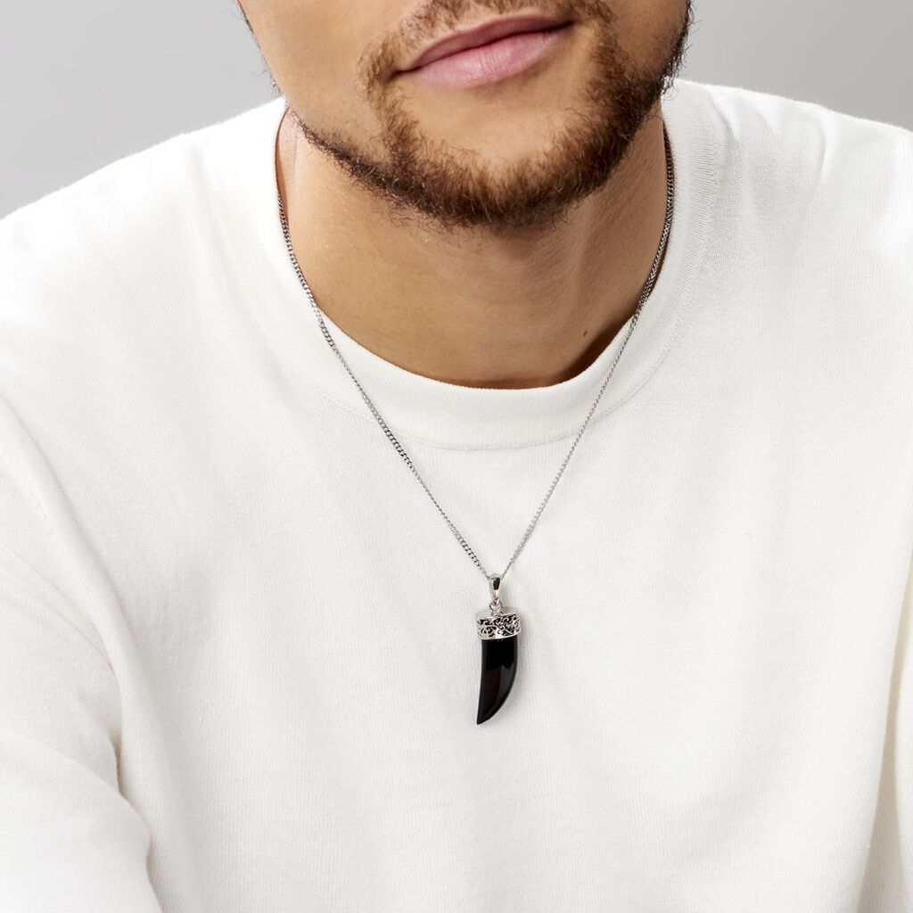 Collier Acier Blanc Ludvik Agate - Colliers fantaisie Homme | Histoire d’Or