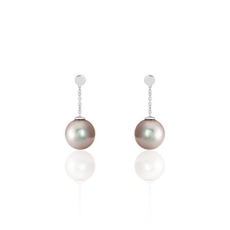 Boucles D'oreilles Pendantes Semi-ronde Or Blanc Perle De Tahiti - Boucles d'oreilles pendantes Femme | Histoire d’Or