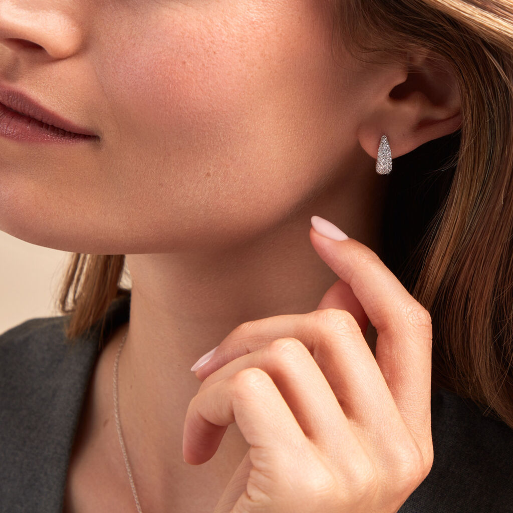 Créoles Tiwa Argent Bicolore Oxyde De Zirconium - Boucles d'oreilles créoles Femme | Histoire d’Or