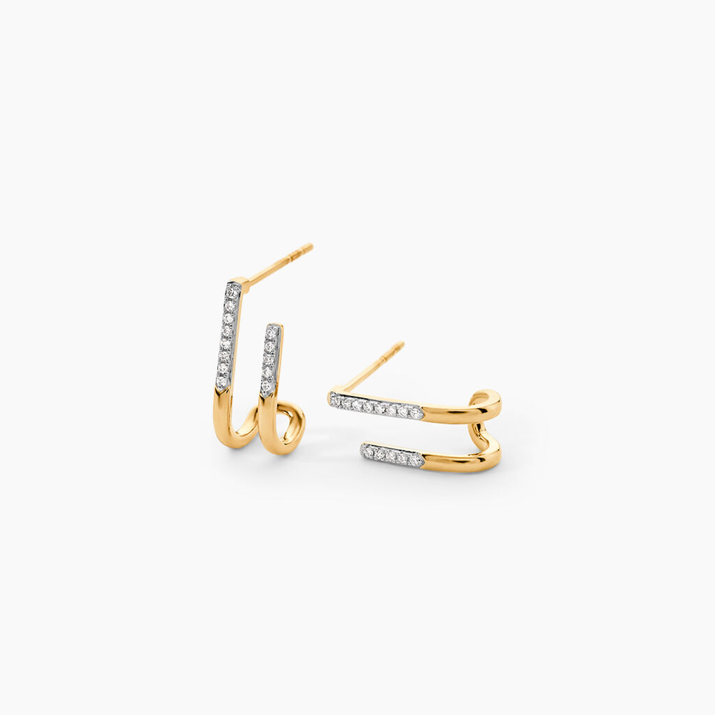 Boucles D'Oreilles Puces Gabir Or Jaune Diamant - Clous d'oreilles Femme | Histoire d&rsquo;Or
