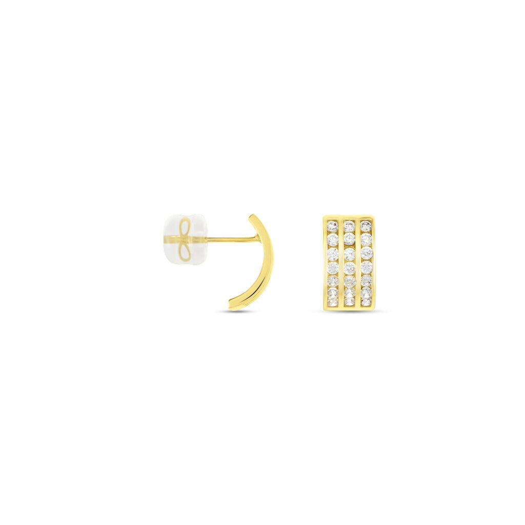 Demi Créoles Or Jaune Jacobea Oxyde De Zirconium - Boucles d'oreilles créoles Femme | Histoire d’Or