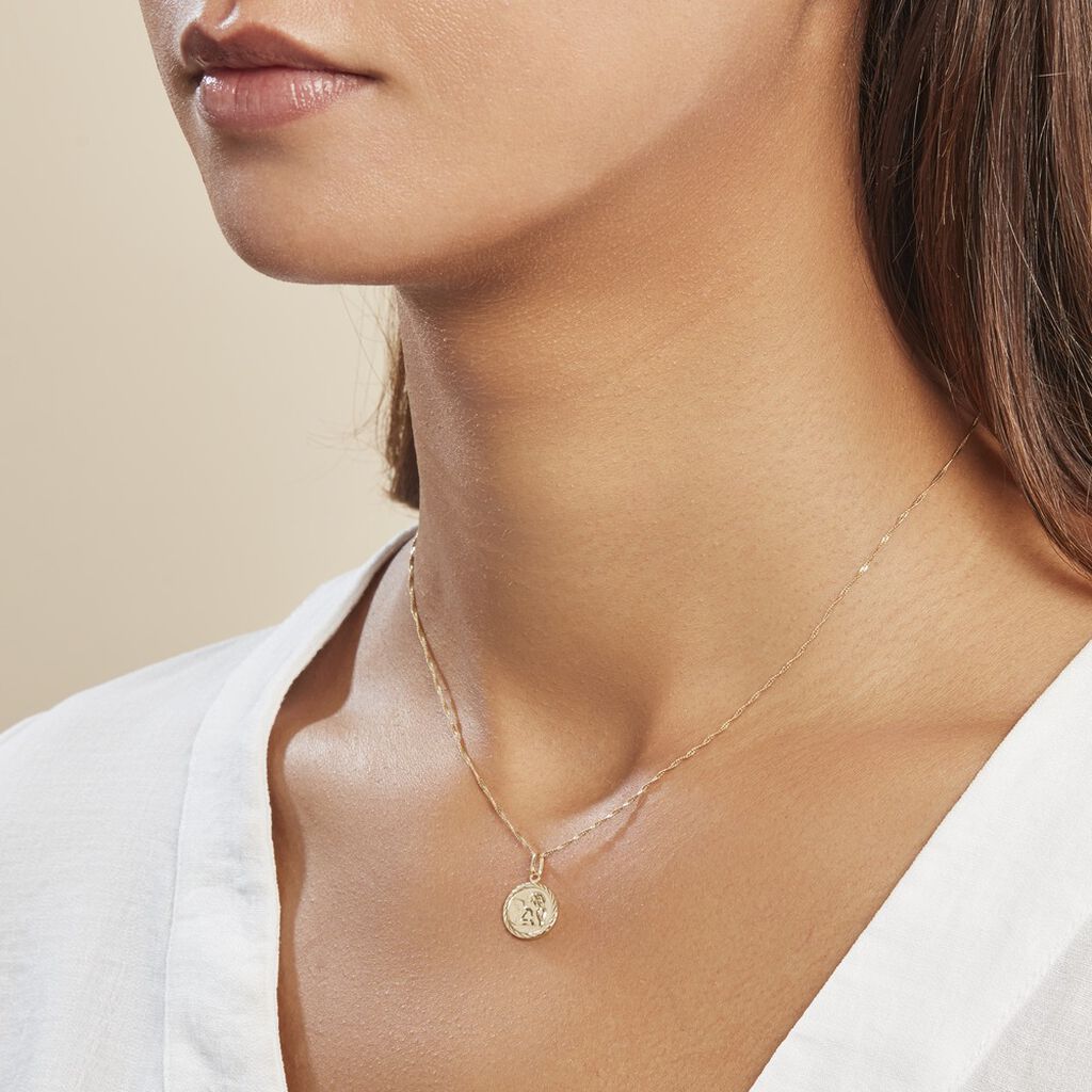 Pendentif Ange Rond Sable Or Jaune - Pendentifs Baptême Famille | Histoire d’Or