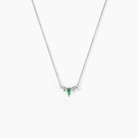 Collier Or Blanc Febe Emeraude Diamant - Colliers Femme | Histoire d&rsquo;Or