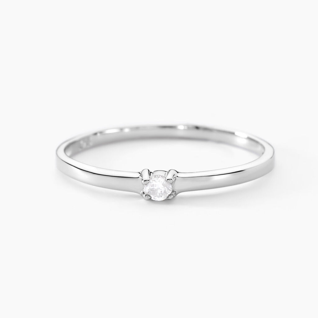 Bague Solitaire Superposition Or Blanc Diamant - Bagues solitaires Femme | Histoire d’Or