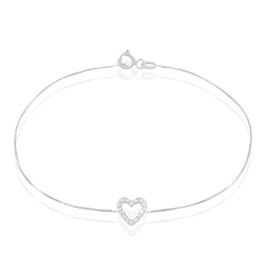 Bracelet Coeur Creux Or Blanc Oxyde De Zirconium - Bracelets Coeur Femme | Histoire d’Or