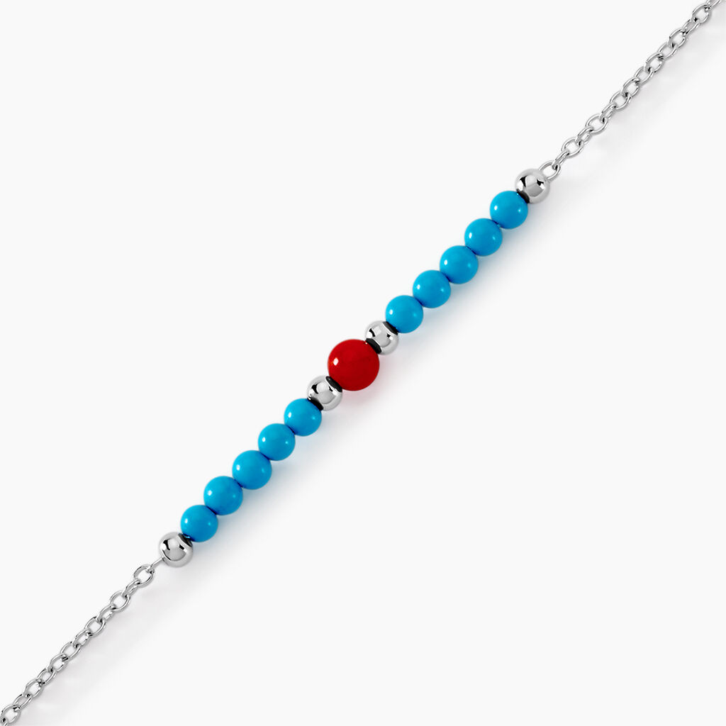 Bracelet Behati Argent Blanc Corail Turquoise - Bracelets Femme | Histoire d’Or