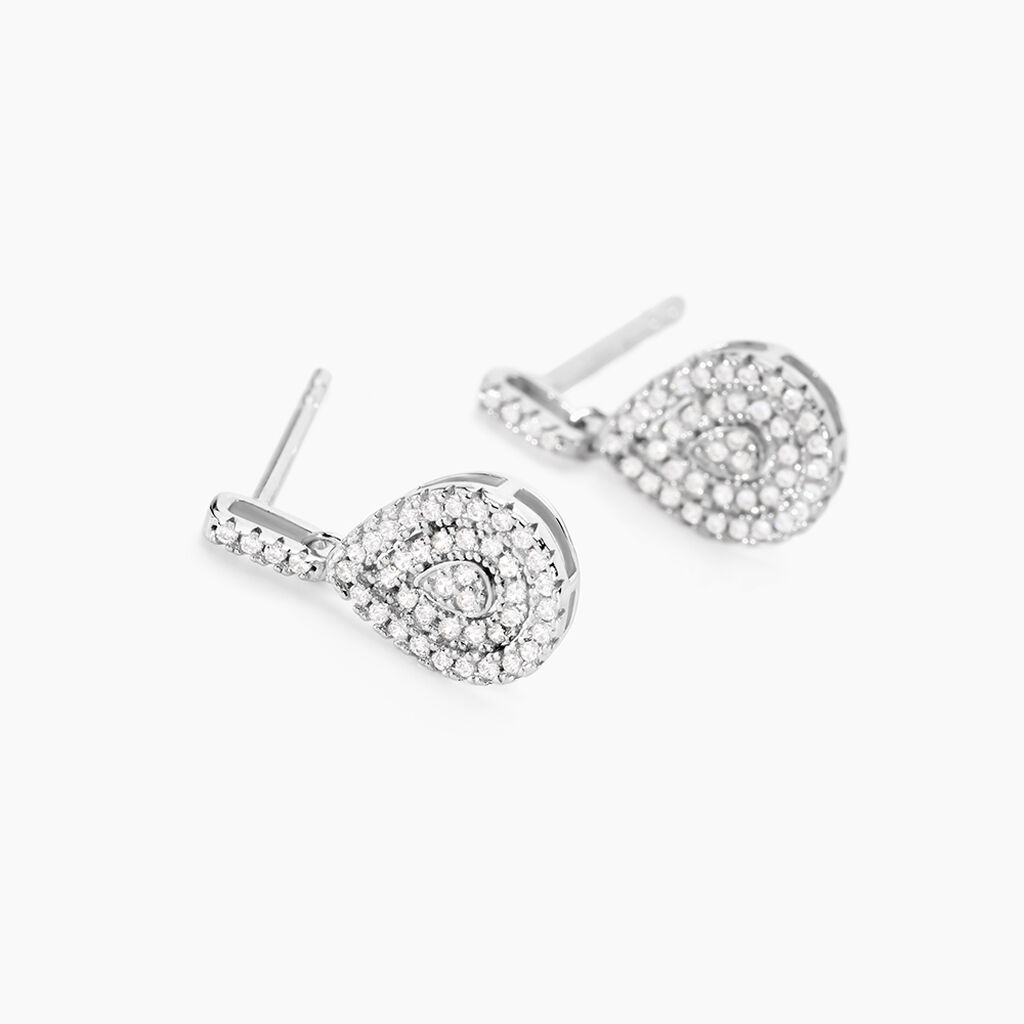 Boucles D'oreilles Pendantes Lysa Argent Blanc Oxyde De Zirconium - Boucles d'oreilles fantaisie Femme | Histoire d&rsquo;Or