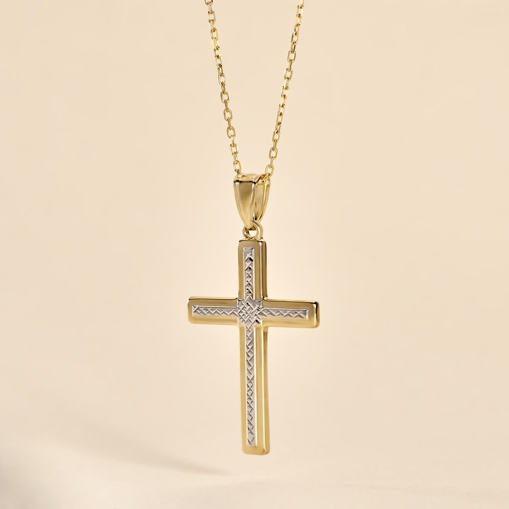 Pendentif Benny Croix Ciselee Or Bicolore - Pendentifs Communion Femme | Histoire d&rsquo;Or