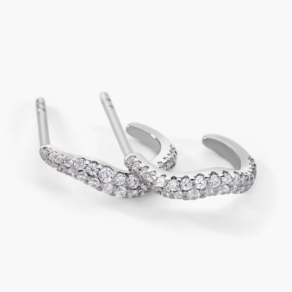 Créoles Nandie Argent Blanc Oxyde De Zirconium - Boucles d'oreilles créoles Femme | Histoire d’Or