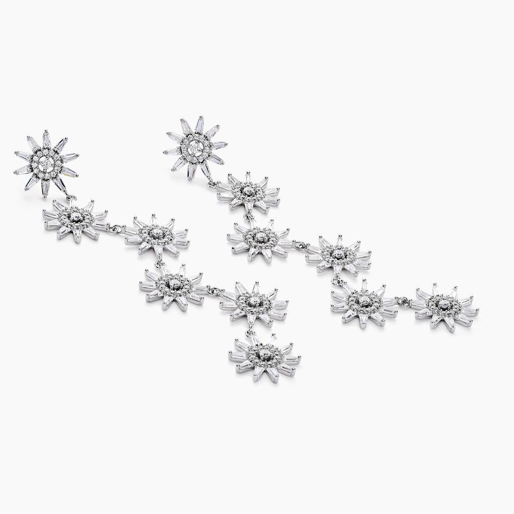 Boucles D'oreilles Pendantes Daisy Argent Blanc Oxyde De Zirconium - Boucles d'oreilles pendantes Femme | Histoire d’Or