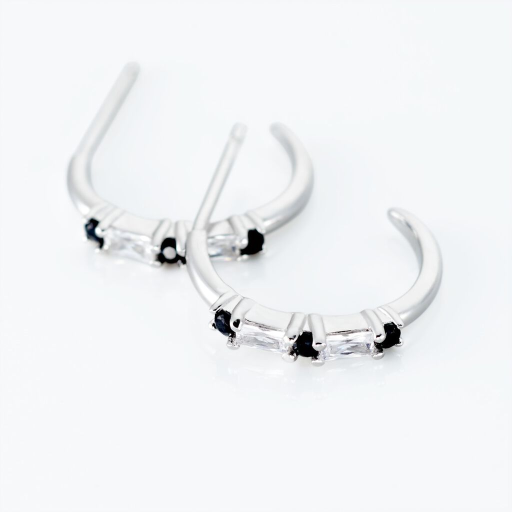 Cr&eacute;oles Adriana Argent Blanc Oxyde De Zirconium - Boucles d'oreilles cr&eacute;oles Femme | Histoire d&rsquo;Or