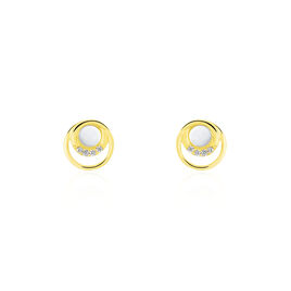 Boucles D'oreilles Puces Kamilka Or Jaune Nacre Et Oxydes - Clous d'oreilles Femme | Histoire d’Or