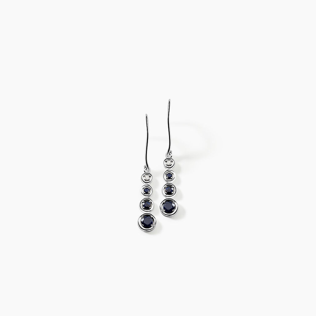 Boucles D'oreilles Pendantes Josephine Or Blanc Saphir Et Diamant - Boucles d'oreilles pendantes Femme | Histoire d’Or