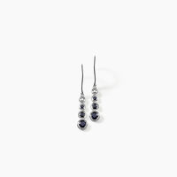 Boucles D'oreilles Pendantes Josephine Or Blanc Saphir Et Diamant