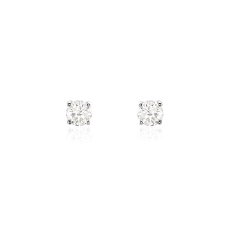 Boucles D'oreilles Puces Or Blanc  Diamants Synth&eacute;tique - Clous d'oreilles Femme | Histoire d&rsquo;Or