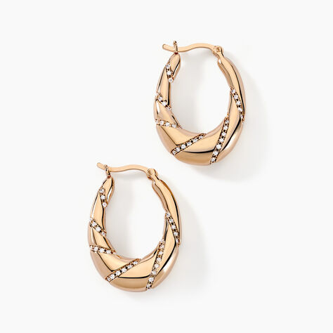 Créoles Olynda Plaqué Or Doré Oxyde De Zirconium - Boucles d'oreilles créoles Femme | Histoire d’Or