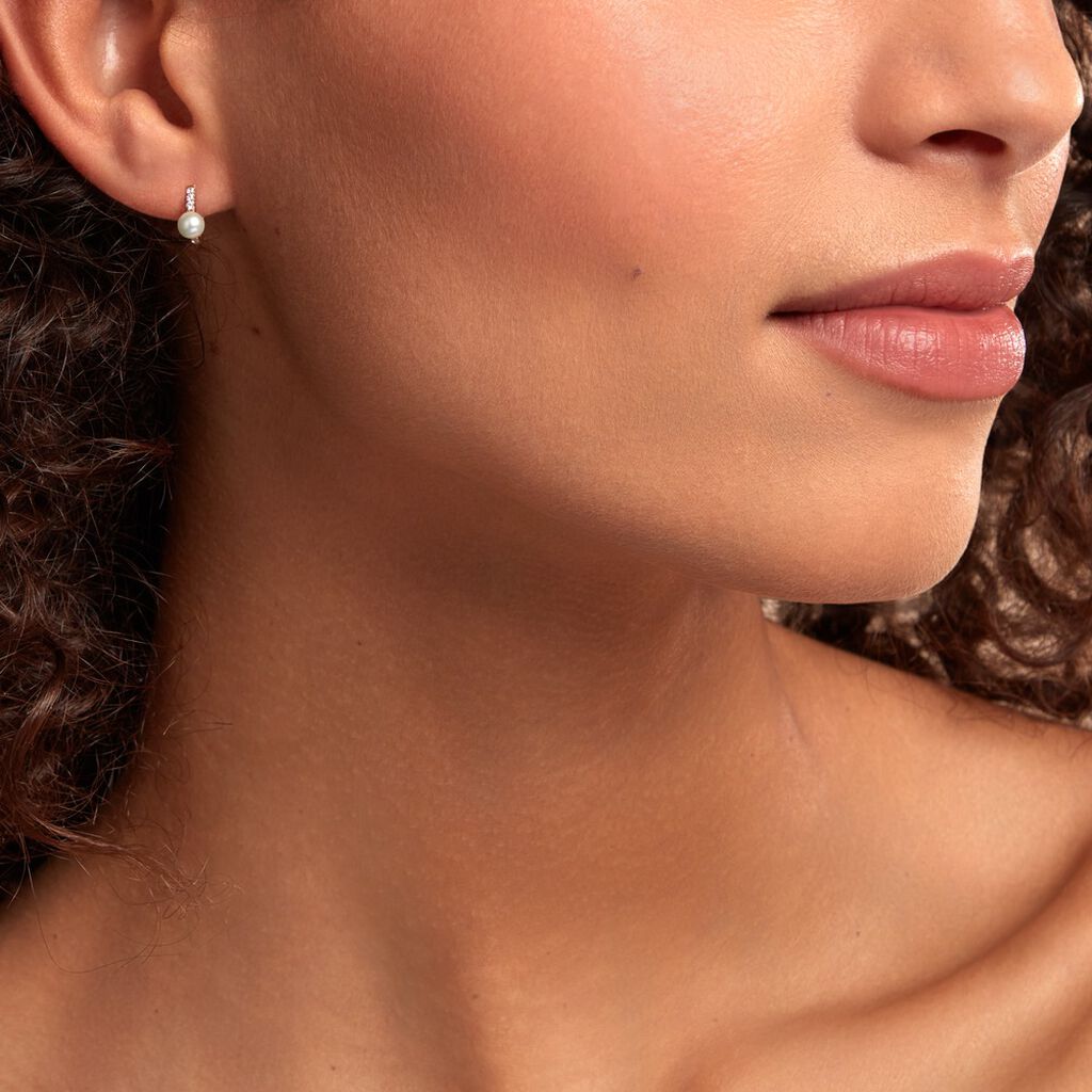 Créoles Peni Or Jaune Perle De Culture Oxyde De Zirconium - Boucles d'oreilles créoles Femme | Histoire d’Or