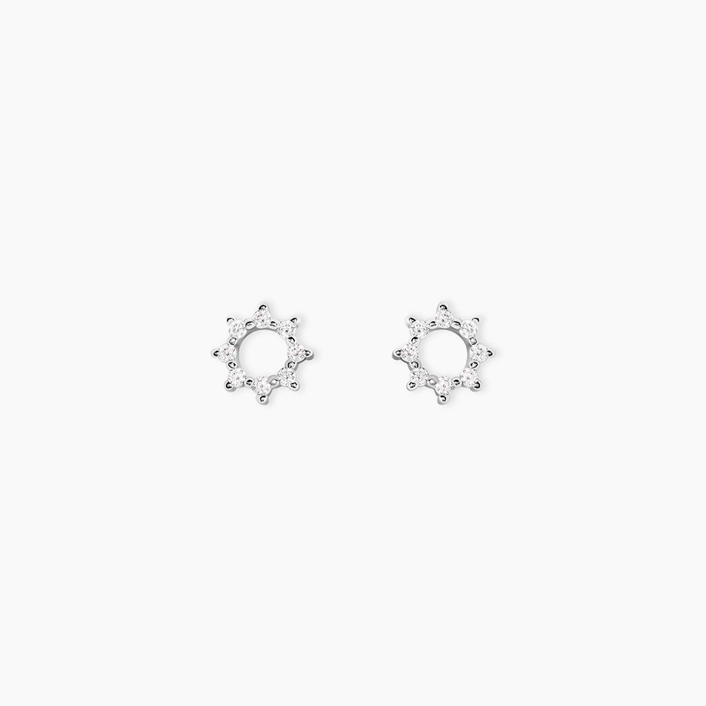 Boucles D'oreilles Puces Ama Argent Blanc Oxyde De Zirconium - Boucles d'oreilles fantaisie Femme | Histoire d&rsquo;Or