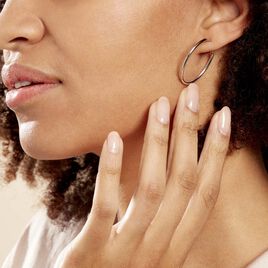 Créoles Argent Blanc Olympia - Boucles d'oreilles créoles Femme | Histoire d’Or