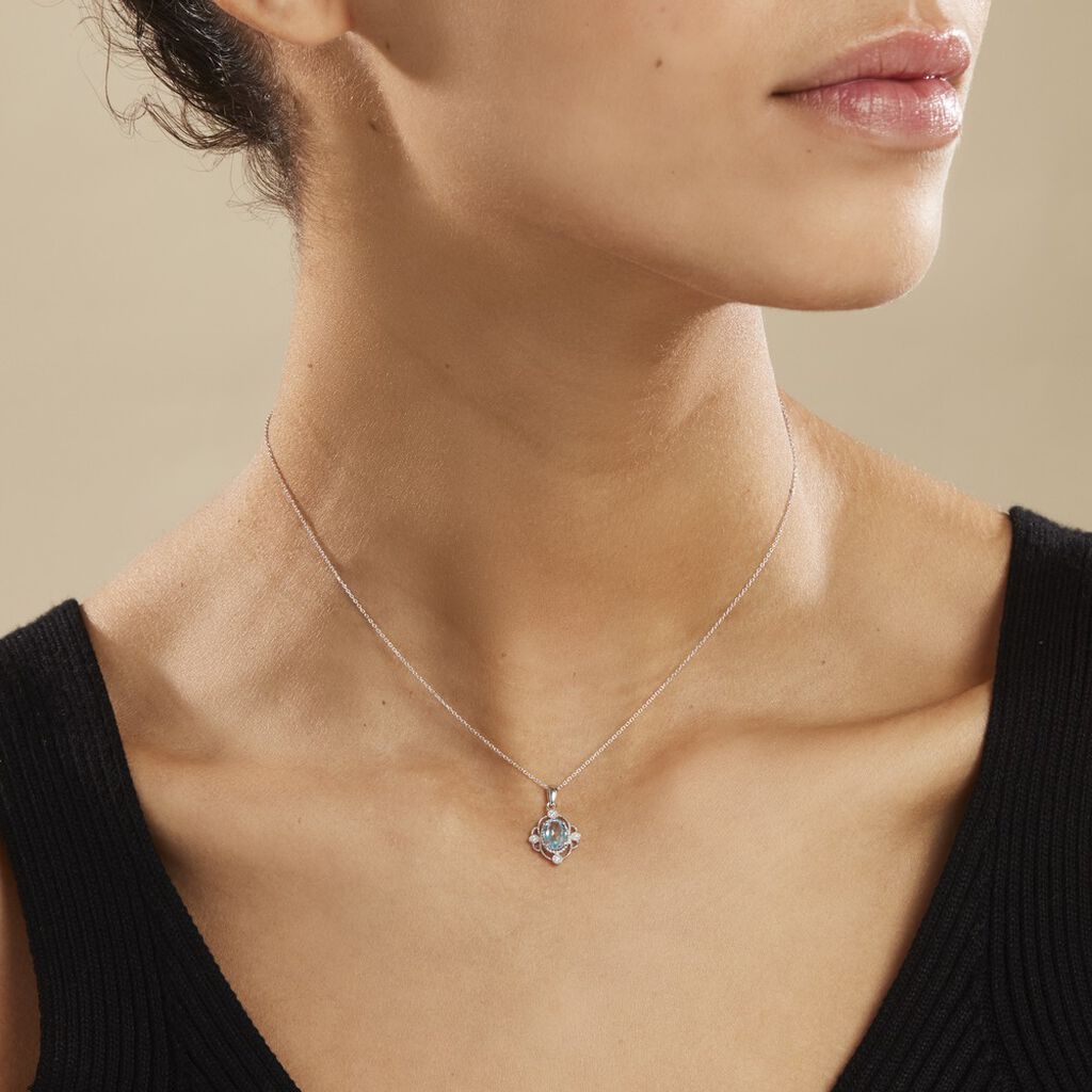 Collier Amance Or Blanc Topaze Et Oxyde De Zirconium - Colliers Femme | Histoire d’Or