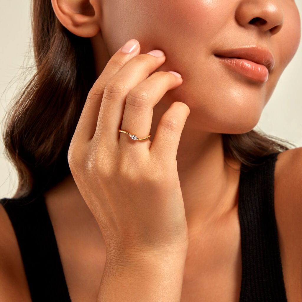 Bague Audeline Plaqu&eacute; Or Jaune Oxyde De Zirconium - Bagues solitaires Femme | Histoire d&rsquo;Or