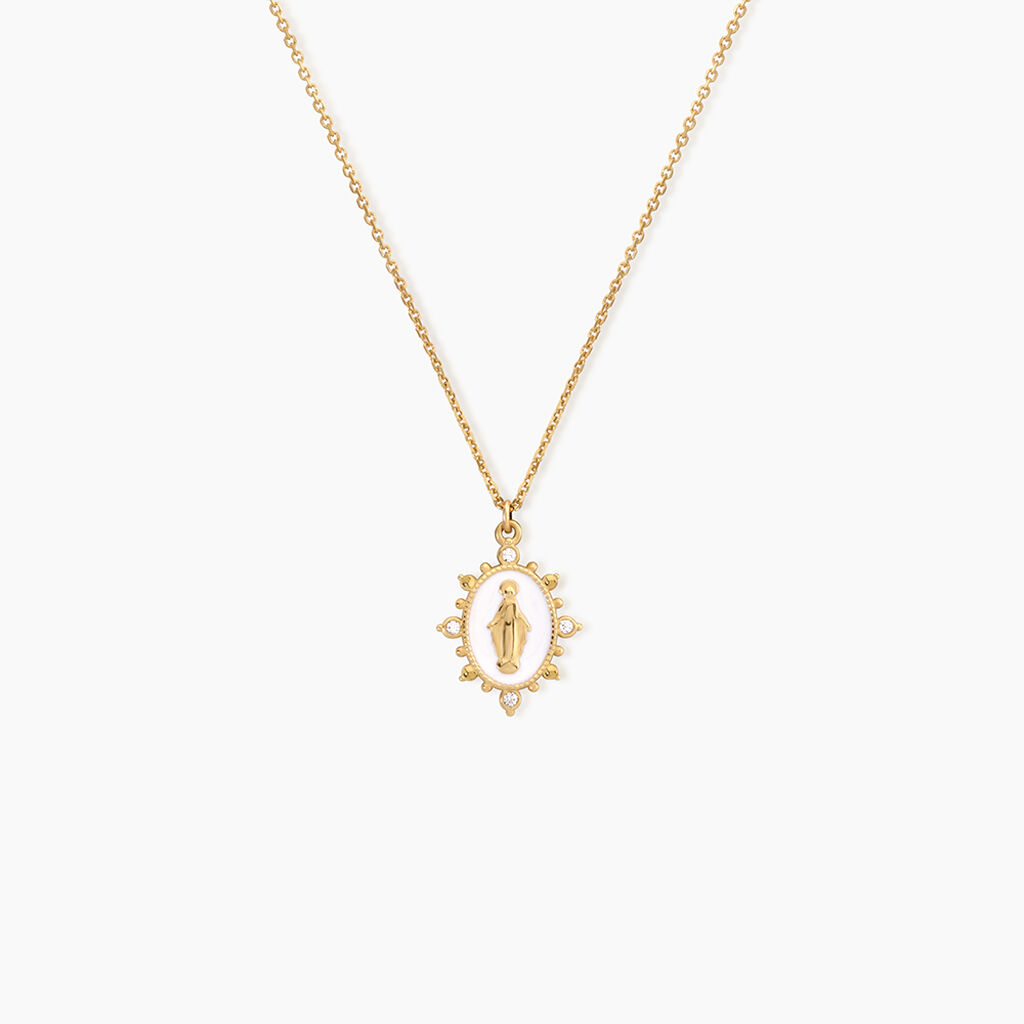 Collier Fedele Argent Dor&eacute; A L'Or 750/1000 Oxyde De Zirconium - Colliers Femme | Histoire d&rsquo;Or