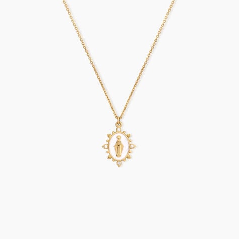Collier Fedele Argent Dor&eacute; A L'Or 750/1000 Oxyde De Zirconium - Colliers Femme | Histoire d&rsquo;Or