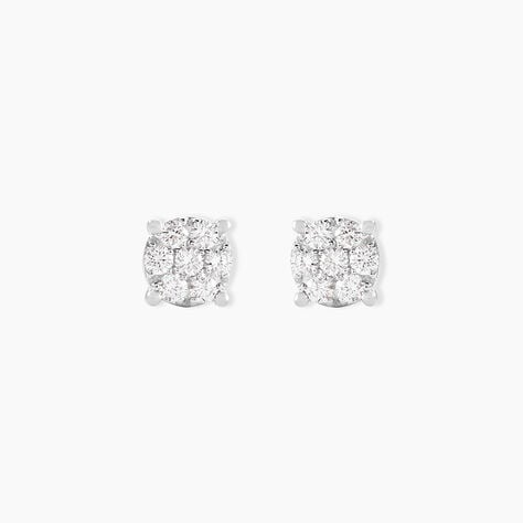 Boucles D'oreilles Puces Charlene Or Blanc Diamant Synthetique - Clous d'oreilles Femme | Histoire d’Or