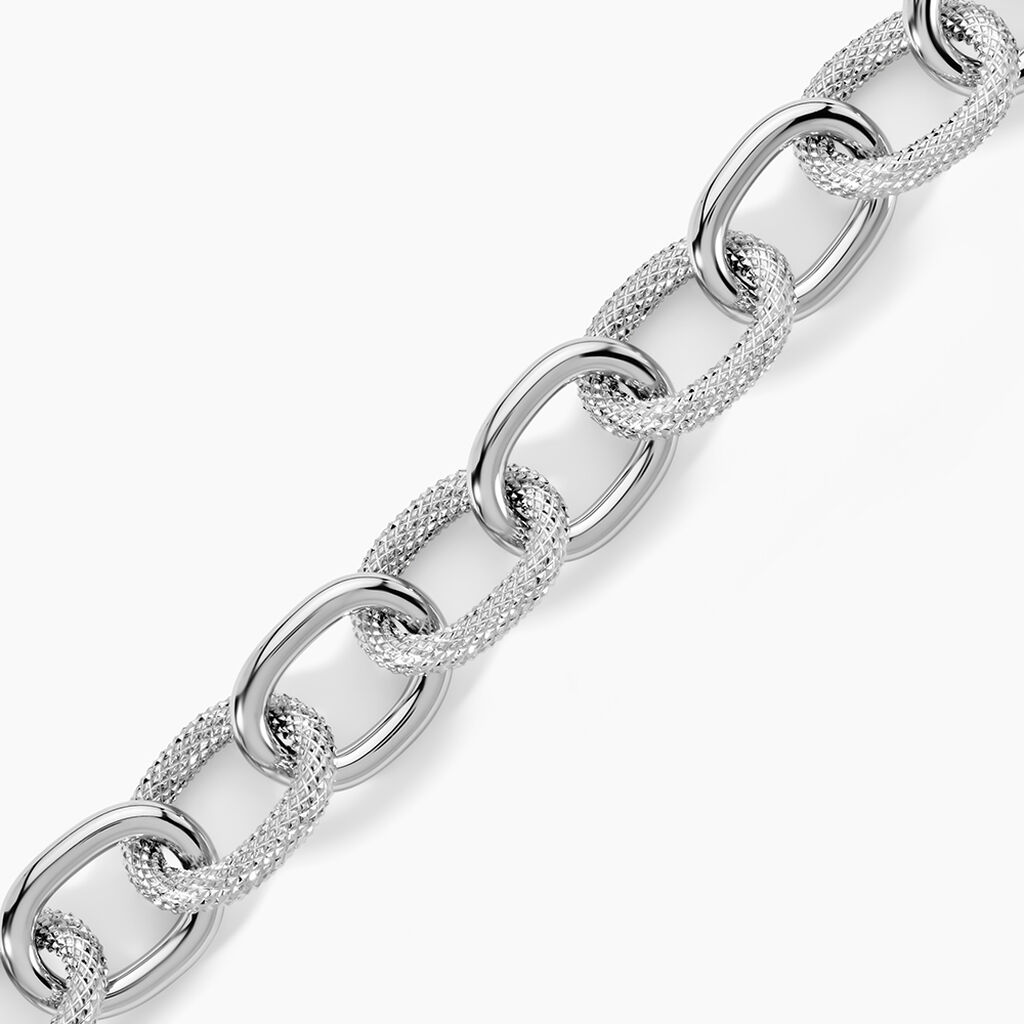 Bracelet Aelia Maille Alternee Acier Blanc - Bijoux sans pierre Femme | Histoire d&rsquo;Or