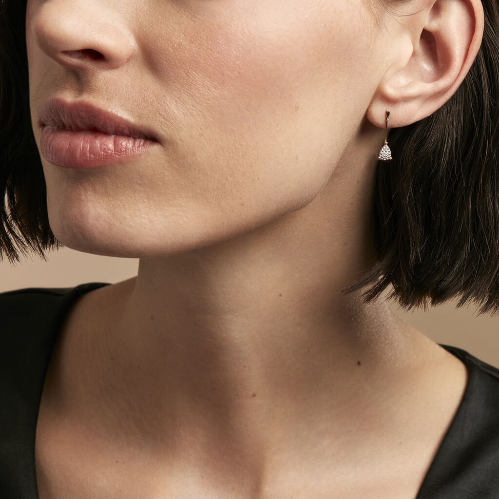 Boucles D'oreilles Pendantes Pear C Or Jaune Diamant - Boucles d'oreilles pendantes Femme | Histoire d’Or