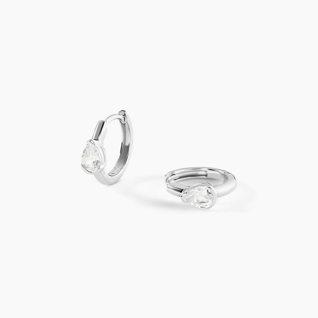 Cr&eacute;oles Huge Argent Blanc Oxyde De Zirconium - Boucles d'oreilles cr&eacute;oles Femme | Histoire d&rsquo;Or