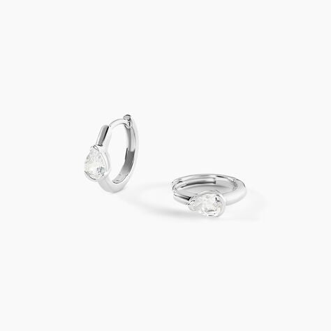 Cr&eacute;oles Huge Argent Blanc Oxyde De Zirconium - Boucles d'oreilles cr&eacute;oles Femme | Histoire d&rsquo;Or