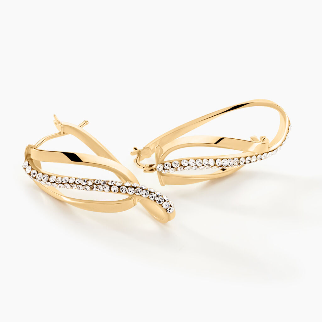 Créoles Hilharriette Or Jaune Strass - Boucles d'oreilles créoles Femme | Histoire d’Or