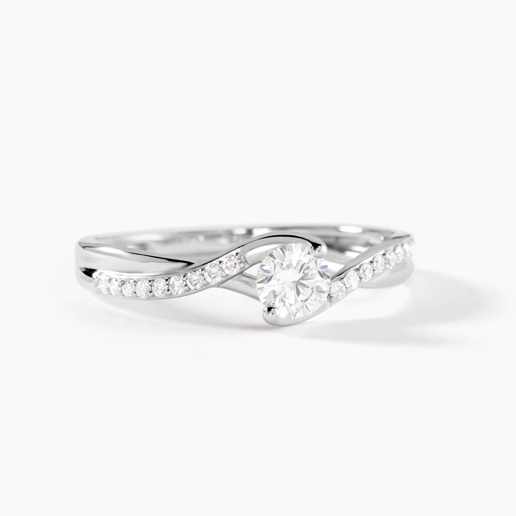 Bague Laetitianne Platine Diamant Synth&eacute;tique - Bagues solitaires Femme | Histoire d&rsquo;Or