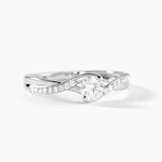 Bague Laetitianne Platine Diamant Synth&eacute;tique - Bagues solitaires Femme | Histoire d&rsquo;Or