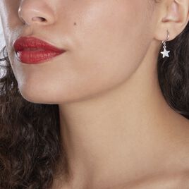 Créoles Elvyn Argent Blanc - Boucles d'Oreilles Etoile Femme | Histoire d’Or